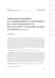 Gregorio Marañón y la emblemática : a propósito de "Doctor Melifluus" en  "Luis Vives. Un español fuera de Es