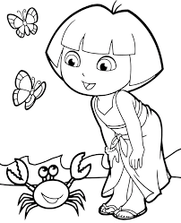 Print numerous but free dora coloring pages with her great. Dora On A Beach Printable Coloring Page For Children