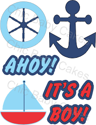 Red and black anchor decorations for cakes. Nautical Diaper Cake Topper Decoration Red And Navy Nepheryn Party