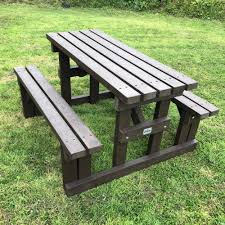 Wood grain picnic table with 2 benches, 622. Torr Picnic Table The Plastic Company