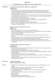 Post Doctoral Research Associate Resume Samples Velvet Jobs