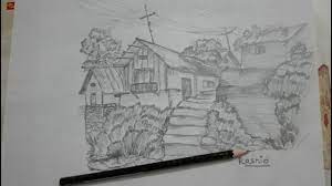 I used 4b pencil and black pen how to draw 1 point perspective bird's eye. How To Draw And Shade Old Wooden Houses With Pencil Pencil Drawing Youtube