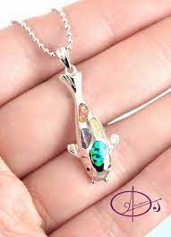 Opal Koi Fish Pendant Sterling Silver Inlay Fire Opal With Ball Chain Necklace October Birthstone Lucky Fish Gift For Fish Lover Aquarium Sterling Silver Pendants Ball Chain Necklace Cubic Zirconia Pendant