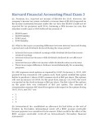This contains long and short questions. Harvard Financial Accounting Final Exam 3