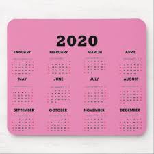 Pink Easy To Read 2020 Calendar Monthly Dates Mouse Pad Calendars 2019 Personalized Calendar Custom Holiday Card Pink Calendar White Elephant Gifts Funny