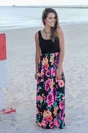 Neon Floral Maxi Dress With Black Top Floral Maxi Dress Dresses Floral Print Skirt