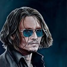 Johnny Depp. Hand Painted Canvas Painting. 17 X 12 Ins Hollywood Vampires
