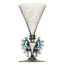 Clear and blue glass Venetian or Façon de Venise winged glass | B&B