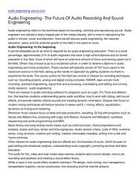 The best engineering program in the united states is offered by howard university. Calameo Audio Engineering The Future Of Audio Recording And Sound Engineering