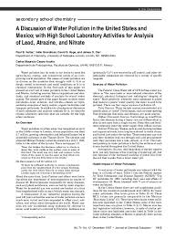 Pdf A Discussion Of Water Pollution In The United States And Mexico With High School Laboratory Activities For The Analysis Of Lead Atrazine And Nitrate David Hage And Carlos Castro Acuna