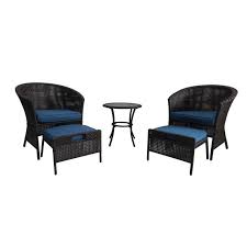 Patio furniture in houston, tx is not hard to find. Garden Treasures Sandyfield 5 Piece Brown Wicker Patio Conversation Set With Blue Contemporary Dining Furniture Clearance Patio Furniture Patio Furniture Sets