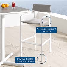 Full aluminum bar stools are a sleek, monochrome option for your modern bar. Raleigh Stackable Outdoor Patio Aluminum Bar Stool Contemporary Modern Furniture Modway