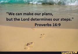 We make plans, but the Lord determines our steps." Proverbs 16:9 ...