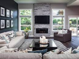 Modern Masculine Home With Rustic Industrial Touches Coastal Living Rooms Modern Grey Living Room Family Room Design