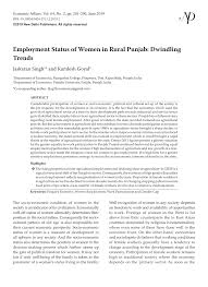 Pdf Employment Status Of Women In Rural Punjab Dwindling Trends