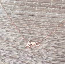 Two Letter Necklace Boyfriend Girlfriend Gift Valentine S Day Jewelry Rose Gold Pendant Heart Cursive Initial Personalized Couples Necklace For Girlfriend Cute Necklaces For Girlfriend Girlfriend Necklace Gift