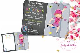 Invitation à un anniversaire de petite fille. Girl Rock Escalade Invitation Invitation Anniversaire Etsy