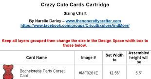 The Non Crafty Crafter Crazy Cute Cards Cartridge Sizing Chart
