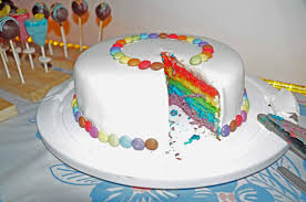 Das kommt ja als siebenschichtige regenbogentorte daher. Regenbogenkuchen Die Backschwestern