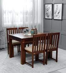 4 Seater Dining Sets Abbey Solid Wood Four Seater Dining Set In Honey Oak Finish Woods In 2021 Wooden Dining Table Designs Hall Interior Design Dining Table Design