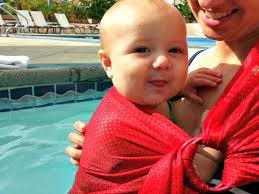 The Pierogie Mama: Babywearing at the pool (Beachfront Baby Carriers Review)