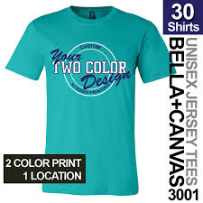 Details About 30 Custom Screen Printed Bella Canvas Unisex T Shirts 2 Color Print 1 Location