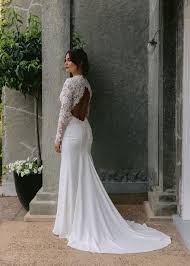 The skirt should fall above the knee. Moana Vinka Design Modern 3d Lace Low Back Wedding Gown