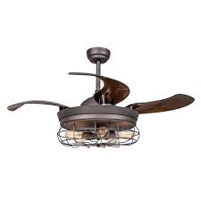 Integrated led light is included and replaceable, provide ambient. Parrot Uncle Benally 46 In Indoor Antique Gray Downrod Mount Retractable Ceiling Fan With Light Kit Remote Control F4503ag110v The Home Depot
