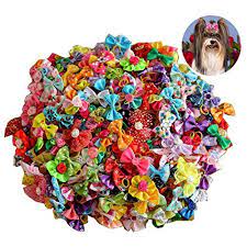 Yagopet Pet 50pcs In Pairs Dog Hair Bows With Rubber Bands Rhinestone Pearls Bows Bowknot Bows Dog Topknot Bows Cute Dog Pe Dog Hair Bows Pet Grooming Dog Hair