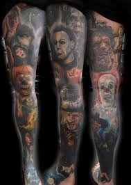 Tattoos are skin safe and made in the usa. Tattoos By Alan Aldred Tattoos Small Horror Portrait Leg Sleeve Tattoo