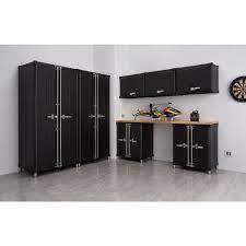 Trinity Pro Series 188 In W X 75 5 In H X 24 In D 18 Gauge Welded Steel Garage Cabinet Set In Black 8 Piece Tsnpbk 0614 The Home Depot In 2021 Garage Cabinets Garage Storage Storage Cabinets