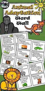 Freebie This File Includes 18 Fun Colorful Word Cards For Vocabulary Related To A Science Unit On Animal Adaptations Animal Adaptations Projects Adaptations