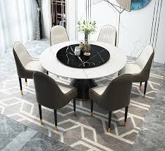 Dining set, (dining table, 4 side chairs & bench) new! Rock Plate Round Dining Table With Turntable Marble Round Dining Table And Chair Combination Post Modern Dining Table For 8 Peop Dining Room Sets Aliexpress