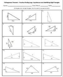 Pythagorean Theorem Practice Finding Legs Or Hypotenuse Pythagorean Theorem Triangle Worksheet Theorems