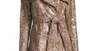 Tb0um Neiman Marcus Snake Print Leather Trenchcoat Clothes Design Printed Leather Coats Jackets Women