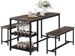 We did not find results for: Buy Homecho 3 Piece Dining Room Table For 4 Breakfast Nook Table Set With 2 Bench Wood Kitchen Table With Wine Rack And Glass Holder Dark Brown Online In Indonesia B094fr3wrw
