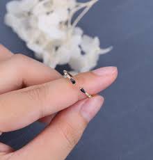 Vintage Blue Sandstone Wedding Band Kite Cut Wedding Ring Yellow Gold  Goldstone Open Ring Unique Women Matching Stacking Ring Wedding Band