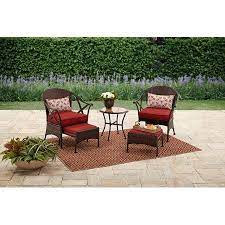 Mainstays Skylar Glen 5 Piece Outdoor Chat Set Red Walmart Com Outdoor Furniture Sets Patio Decor Patio