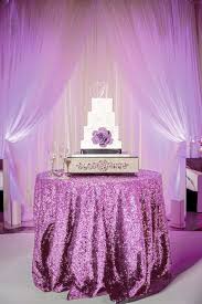 Lavender Sequin Tablecloth For 5ft Round Table Sparkly Sequined Table Overlay For Purple We Purple Wedding Cake Table Wedding Cake Table Purple Bridal Shower