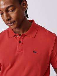 Aubin Lusby Organic Cotton Logo Polo Shirt, Red