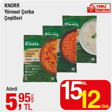 Knorr şeflerinin ustalıkla hazırladığı lezzetli çorba çeşitlerini, sofralarınızda tüm sevdiklerinizle afiyetle paylaşın. Knorr Yoresel Corba Cesitleri Adedi Indirimde Market
