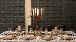 The programs could be done by a parent; Blue And Gold Christmas Shabby Chic Table Chic Party Ideas