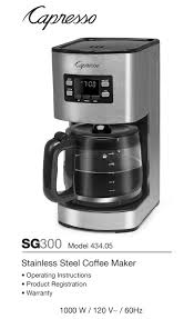 Capresso is a brand that needs no introduction as it is famous for its production of outstanding coffee maker products. Capresso Sg300 Operating Instructions Manual Pdf Download Manualslib