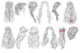 Hairstyles Vector Illustrations Set Hair Vector Drawing Hair Tutorial Hair Illustration