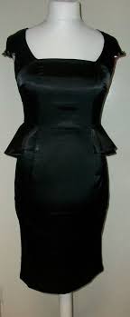 Petals Black Satin Pinstripe Studded Peplum Wiggle Dress Size 14 Salew Cc 05 Womens Tunic Dress Fashion Black Short Dress