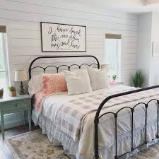 Get inspired with our curated ideas for products and find the perfect item for every room in your home. Farmhouse Style Bedroom Wrought Iron Bed Frame Check Blanket Throw Shiplap Walls Wooden Fl Farmhouse Bedroom Decor Modern Farmhouse Bedroom Remodel Bedroom