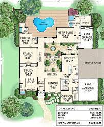 Plan 36118tx Central Courtyard Dream Home Courtyard House Plans Spanish House Plans Courtyard House