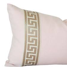 Free shipping on orders over $35. Pale Pink Linen With Greek Key Border Lumbar Designer Pillow Arianna Belle