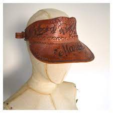 Vintage Handmade Hand Tooled Leather Sun Visor Hat Genuine Etsy Hand Tooled Leather Genuine Leather Visor Hats