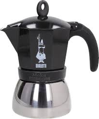 The aluminium base of the moka express leader in the market of italian stovetop coffee makers, the bialetti brand offers you a guaranteed quality. Bialetti Moka Induction Black 6 Cups Interismo Uk